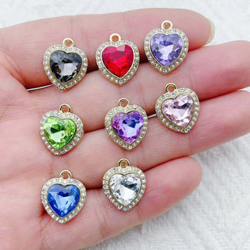 Jewelry & Watches Vitopoulos Reviews - 10pcs heart-shaped inlaid colorful gemstone pendant,