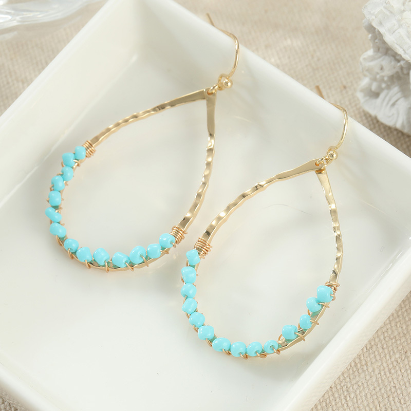 Turquoise Stone Ring - Bohemian Style Chic Synthetic Turquoise Beads