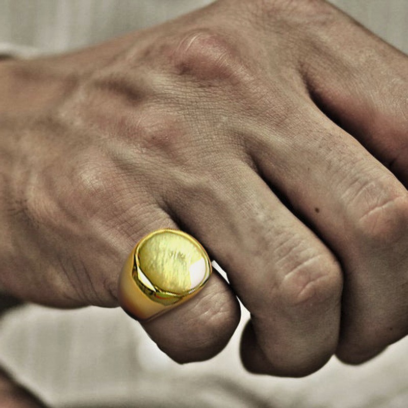 Mens Signet Ring - MENS STAINLESS STEEL ROUND SIGNET RING