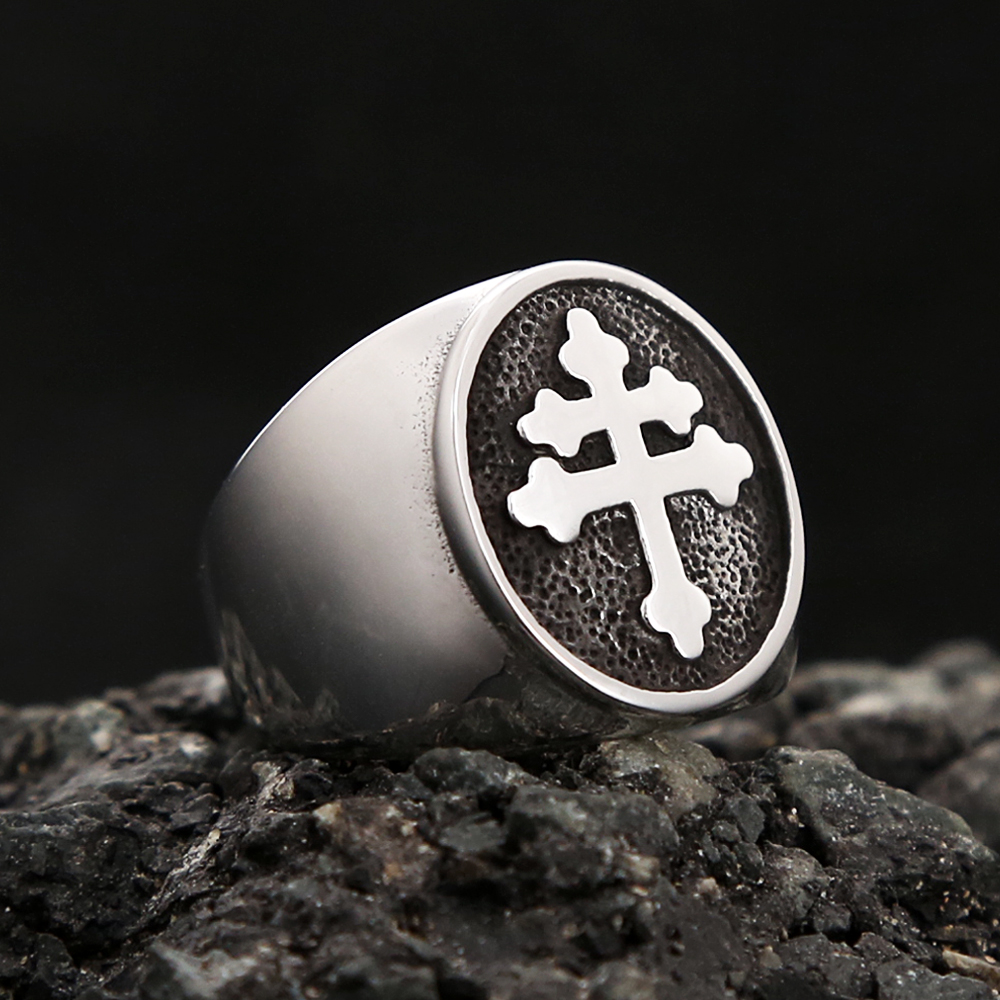 Mens Signet Ring - High Quality Stainless Steel Cross of