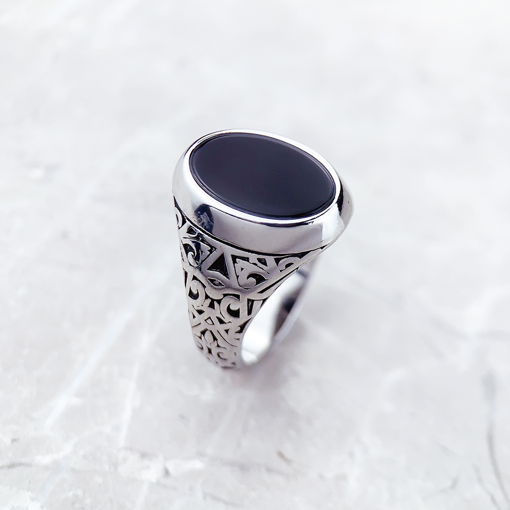 Black Oval Signet Ring Europe  - đánh giá và giá Mens Signet Ring