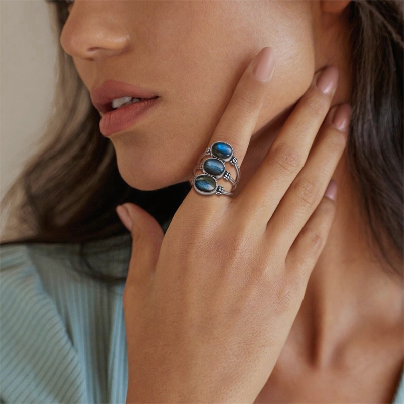 925 Silver Natural Labradorite - đánh giá và giá Turquoise Stone Ring