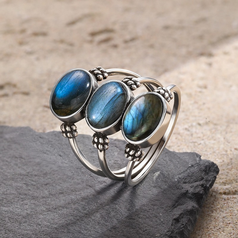925 Silver Natural Labradorite - đánh giá và giá Turquoise Stone Ring