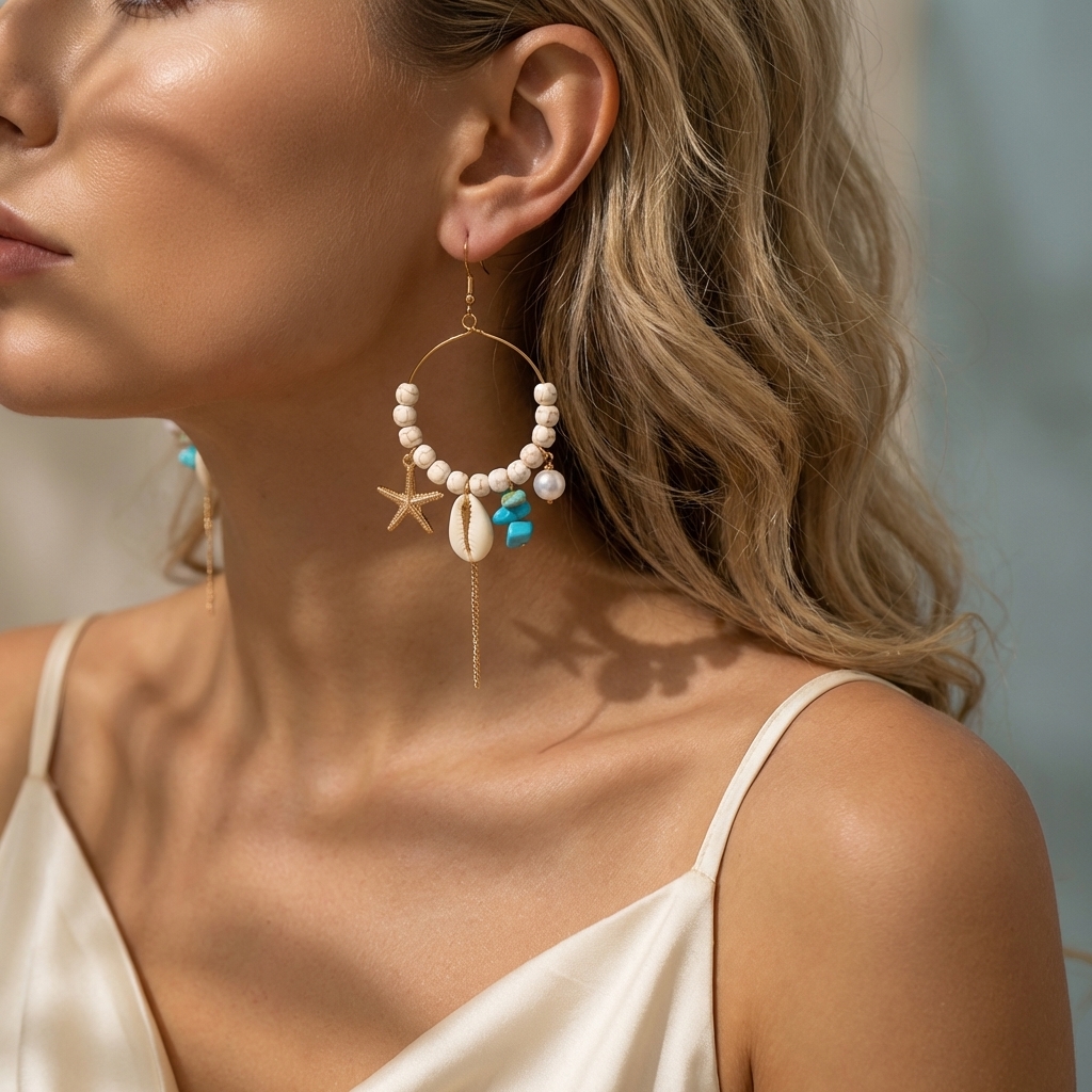 Mermaidcore Ocean Charm Hoop E - đánh giá và giá Turquoise Stone Ring