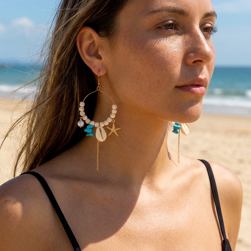 Mermaidcore Ocean Charm Hoop E - đánh giá và giá Turquoise Stone Ring