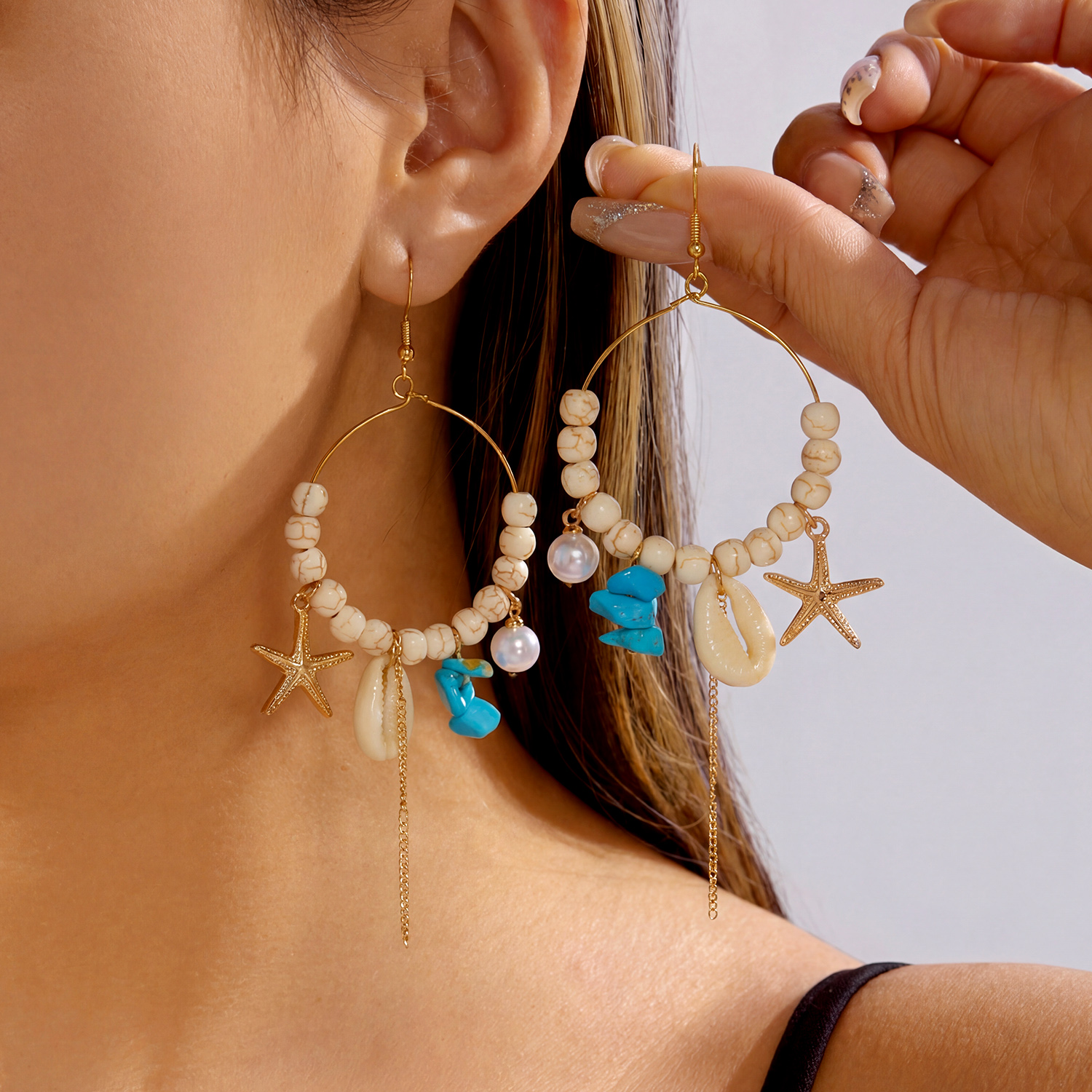 Mermaidcore Ocean Charm Hoop E - đánh giá và giá Turquoise Stone Ring