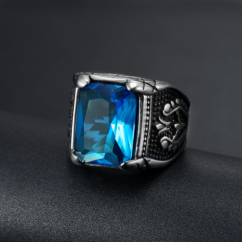 Silver color Men red blue Semi - đánh giá và giá Mens Signet Ring