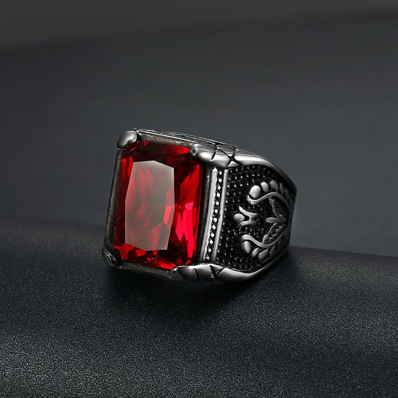 Silver color Men red blue Semi - đánh giá và giá Mens Signet Ring
