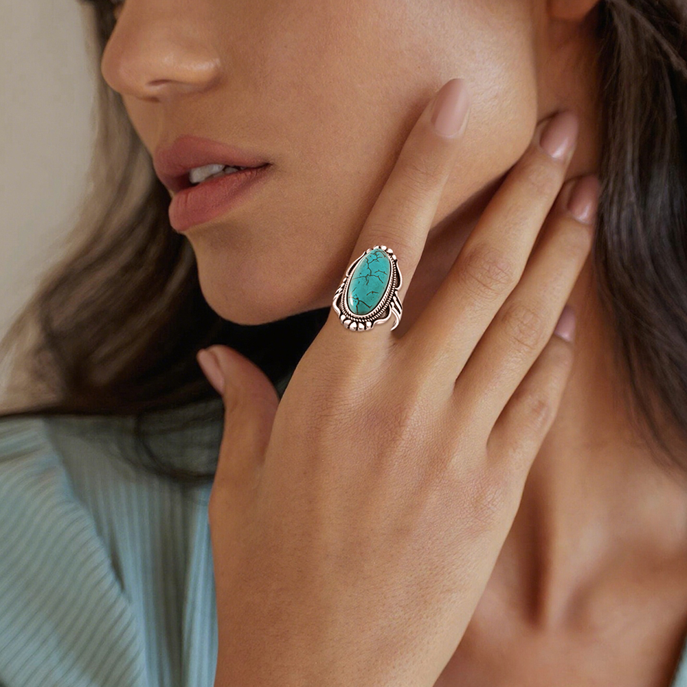 925 Sterling Silver Natural Tu - đánh giá và giá Turquoise Stone Ring