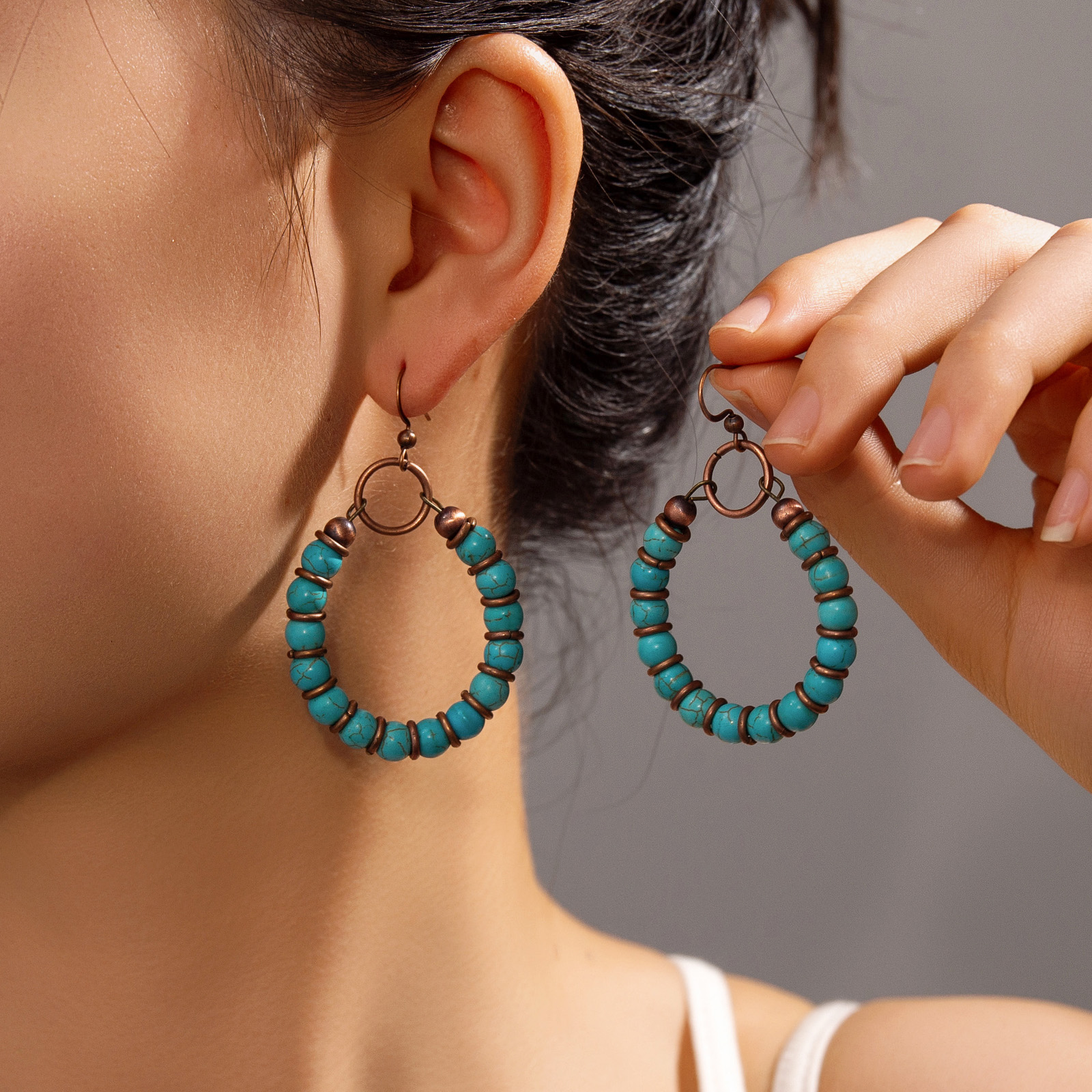 Bohemian style turquoise bead  - đánh giá và giá Turquoise Stone Ring