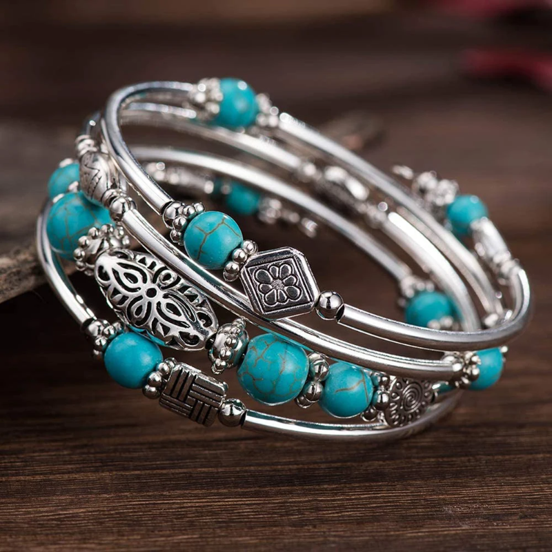 Layered Wrap Bangle Turquoise  - đánh giá và giá Turquoise Stone Ring