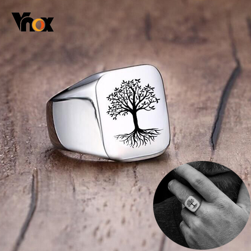 Vnox Rock Punk Tree Of Life Si - đánh giá và giá Mens Signet Ring