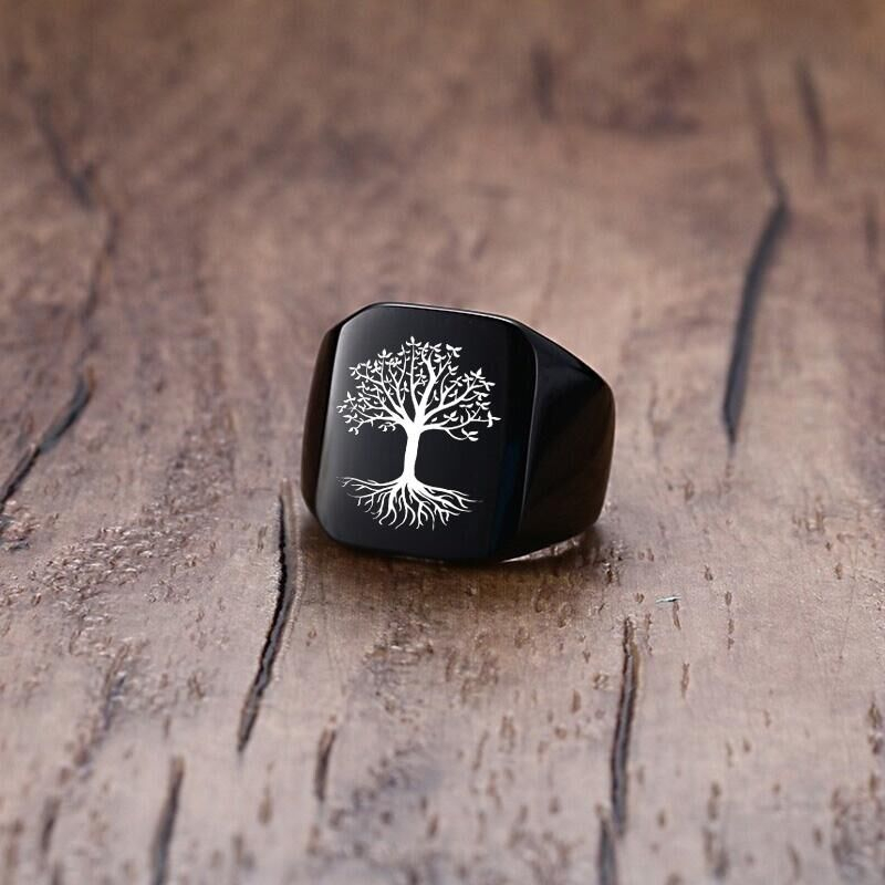 Vnox Rock Punk Tree Of Life Si - đánh giá và giá Mens Signet Ring