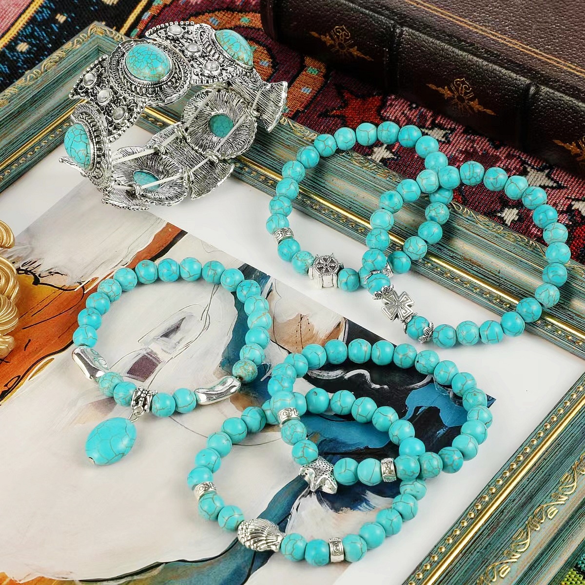 Various Shapes Blue Turquoise  - đánh giá và giá Turquoise Stone Ring