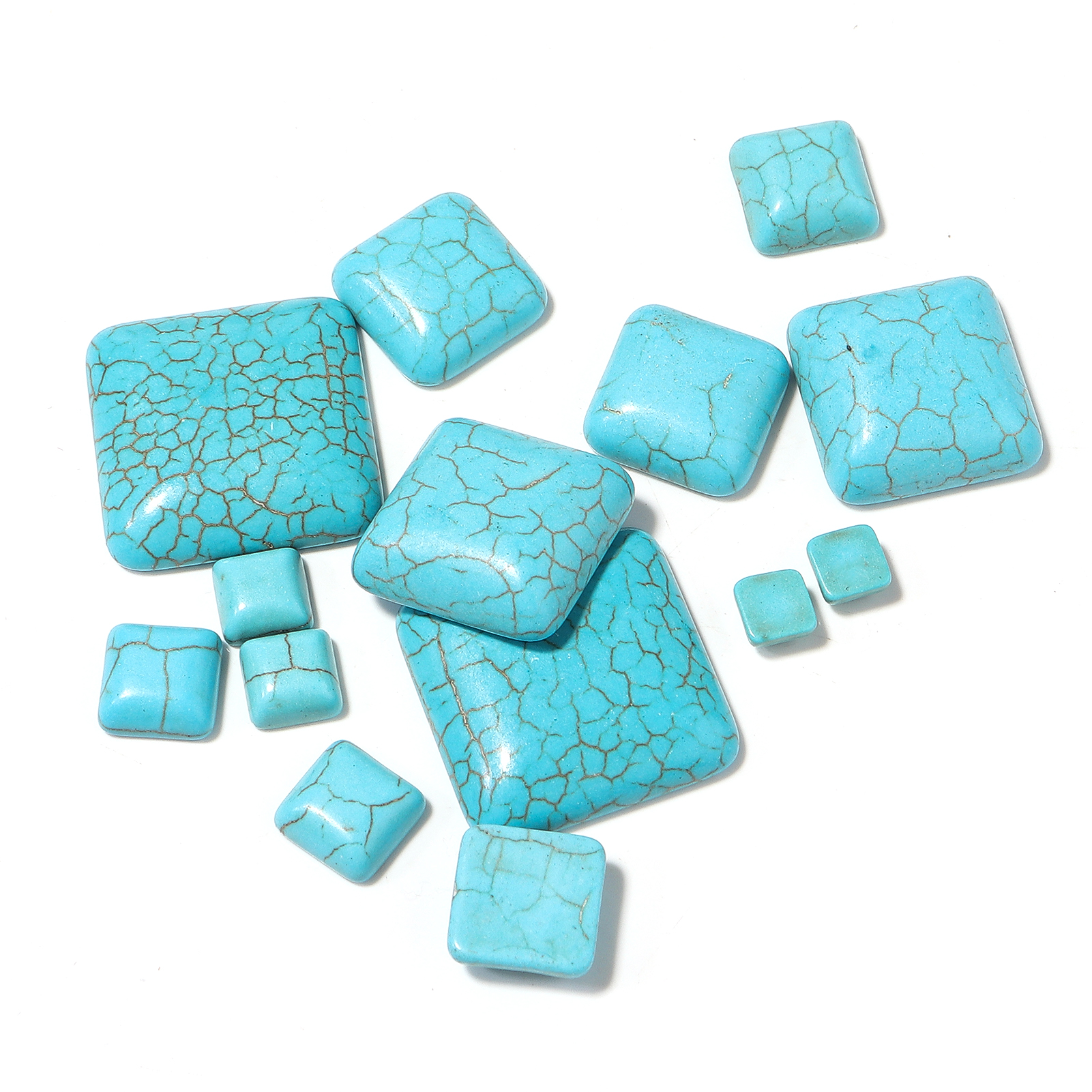 10pcs/lot 6-25mm Square Flat B - đánh giá và giá Turquoise Stone Ring